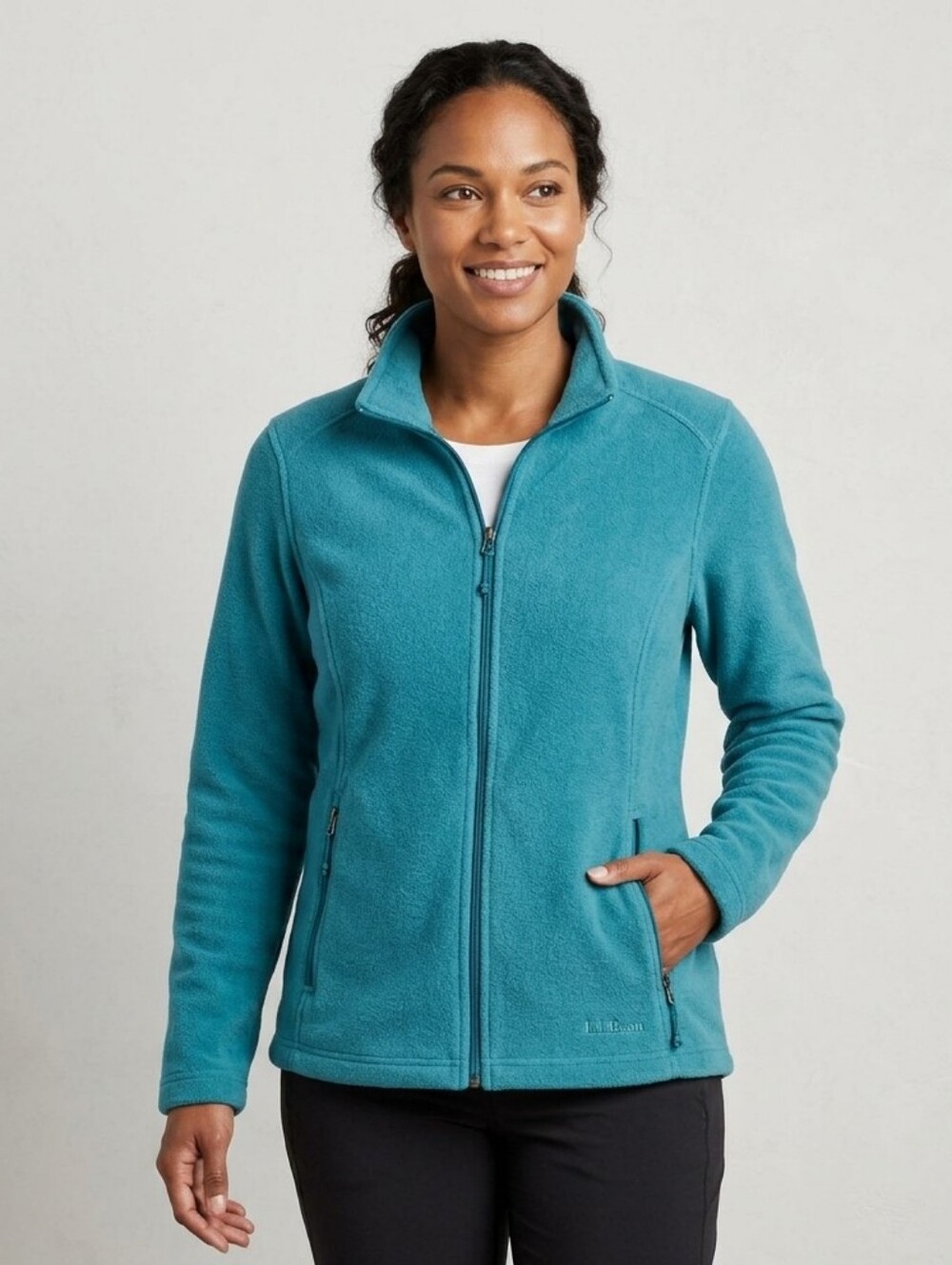 L.L. Bean Turquoise Womens Full Zip-Up Fleece Size XL Pet
